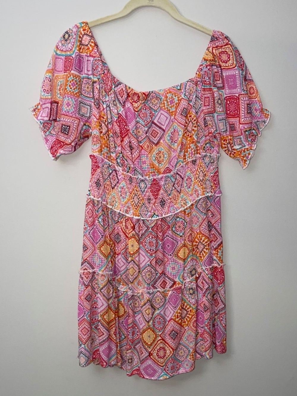 Charlotte Russe Puff Sleeve Dress M Boho Tiered Cottagecore